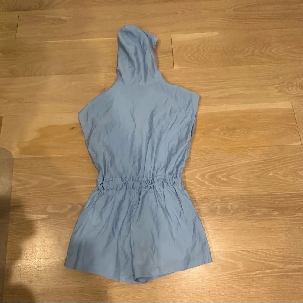 NEW ZARA WITHOUT TAGS KIDS Sz 11-12 N/SLV BLUE ZIP UP ONE PIECE w POCKETS/HOOD - Picture 4 of 5